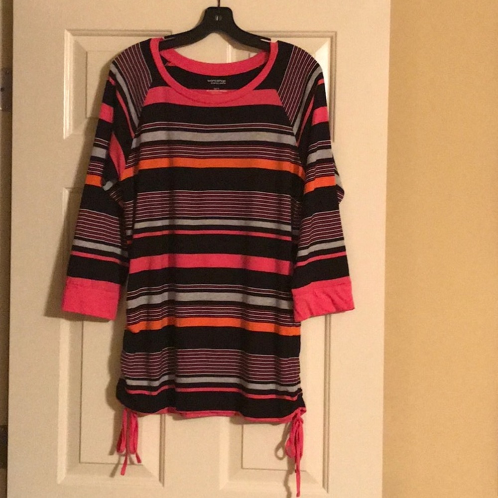 NWT Andrea Jovine Multicolored Stripe Top Size XL